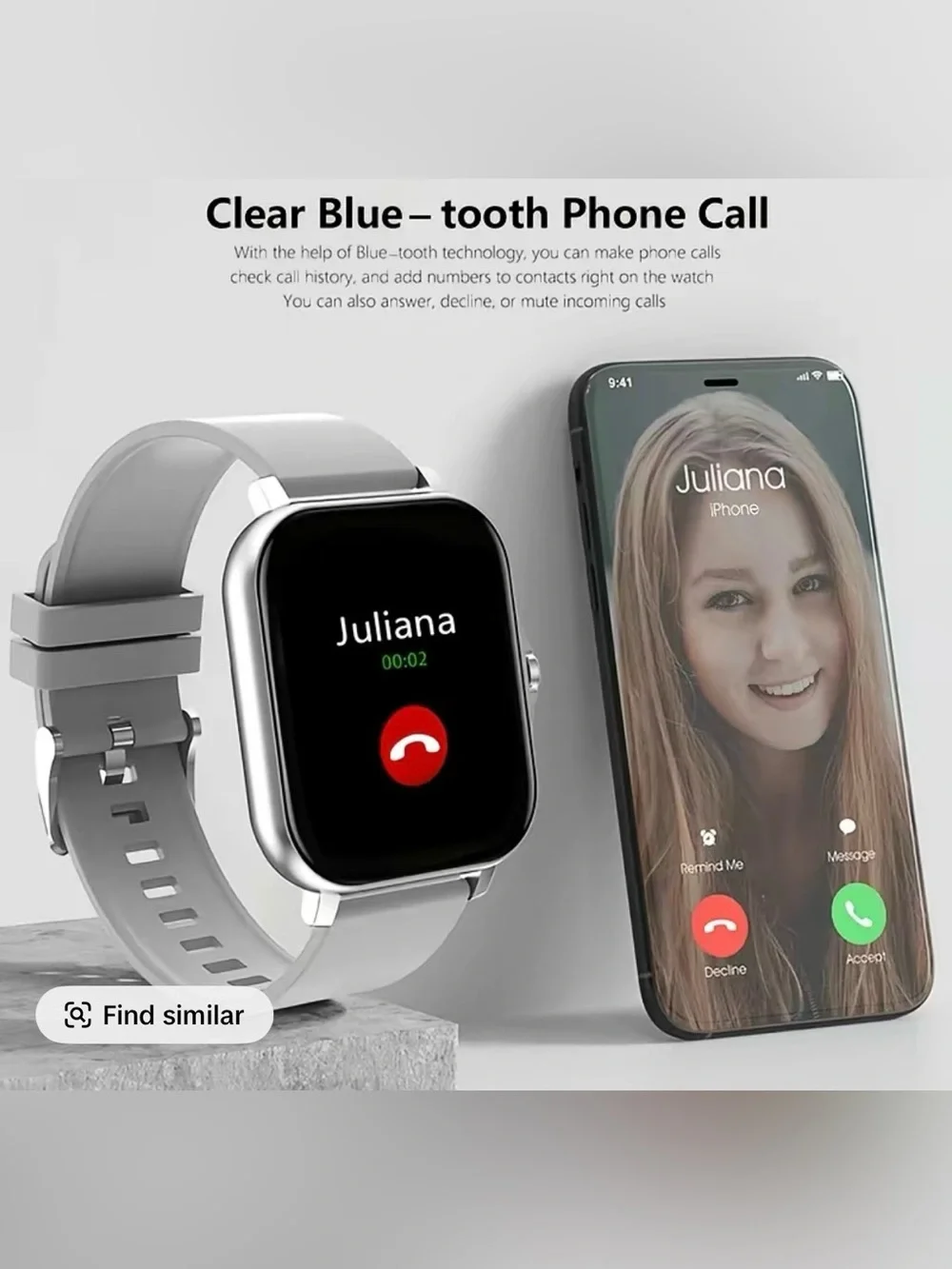 Black Slim Smartwatch with Black Band